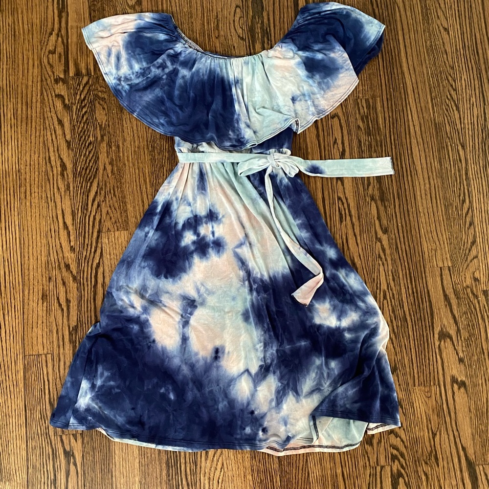 Blue Tue Dye off the shoulder dress